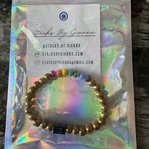 Rainbow & Gold Beaded Bracelet